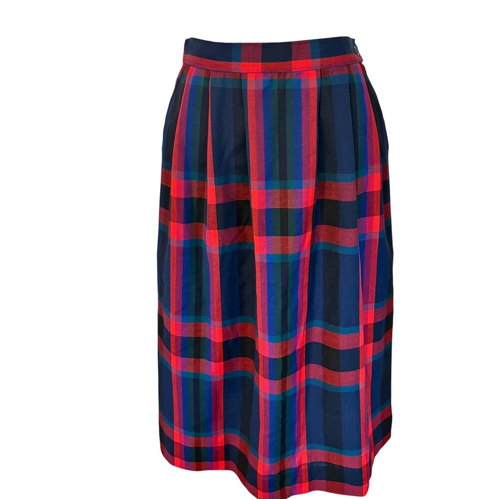 Vintage 50's Pendleton 100% Virgin Wool Tartan Plaid Pleated Midi Skirt Preppy
